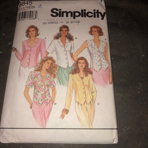 8845 Vintage Simplicity SEWING Pattern Misses 1990s Semi Fitted Top Blouse Shirt - Picture 1 of 7